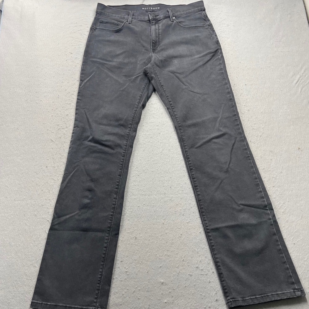 Mott & Bow Mens Straight Leg Jeans Dark Gray Denim W33 L34 Stretch Premium 1320